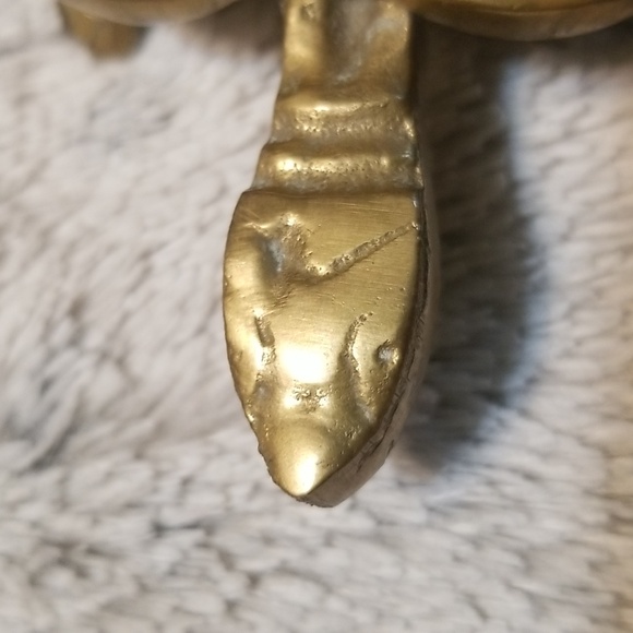 VINTAGE BRASS TURTLE TRINKET BOX, 6 5" x 3", Good Condition - Picture 3 of 7